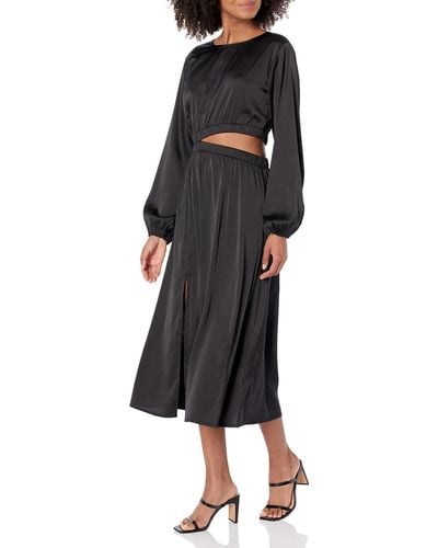 The Drop Jacob Long-sleeve Cutout Midi Dress - Black