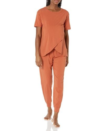 Amazon Essentials Conjunto de Pijama de Algodón Mujer - Naranja