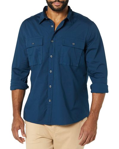 Amazon Essentials Slim-fit Long-sleeved Two-pocket Utility Shirt - Blue