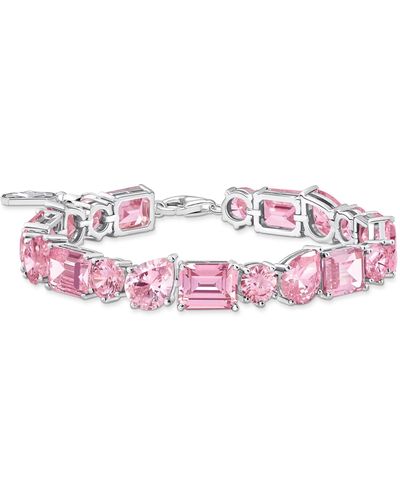 Thomas Sabo Silver Tennis Bracelet With 20 Pink Zirconia Stones 925 Sterling Silver A2140-051-9