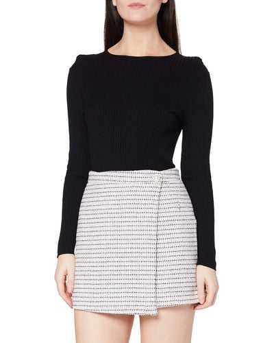 Miss Selfridge Grey Boucle Mini Skirt - Black