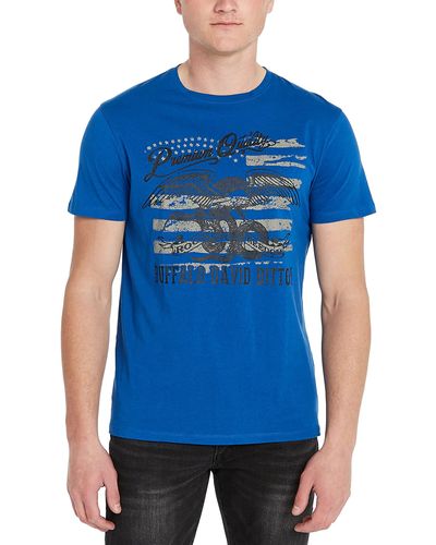 Buffalo David Bitton Mens Short Sleeve Americana Tee T Shirt - Blue