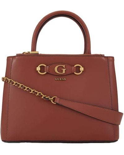 Guess Izzy Status Satchel Whiskey - Rosso
