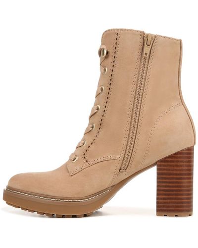 Naturalizer S Callie Bootie Heeled Lace Up Boot Tan Suede Leather 9.5 W - Natural
