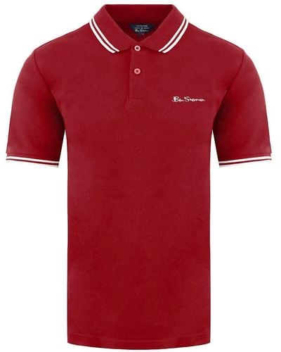 Ben Sherman Short Sleeve Collared Red Twin Tipped S Polo Shirt 0074604 550