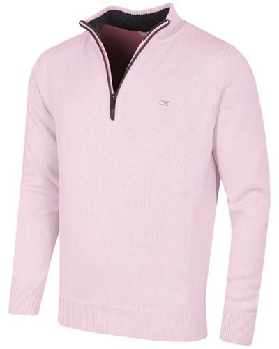 Calvin Klein 1/2 Zip CK Golf Pullover – Pink –