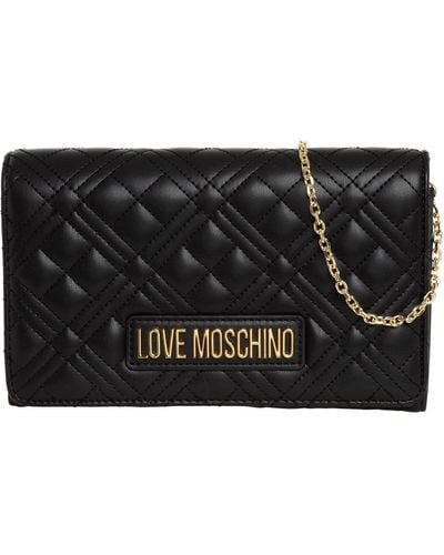 Love Moschino S Diamond Quilt Flapover Black Cross Body Bag