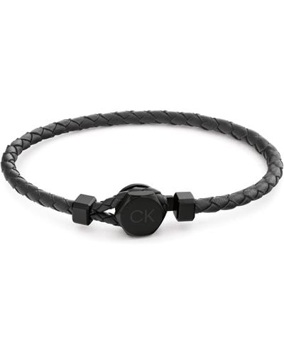Calvin Klein Bracelet en Cuir pour Collection LATCH Gris - 35000262 - Noir