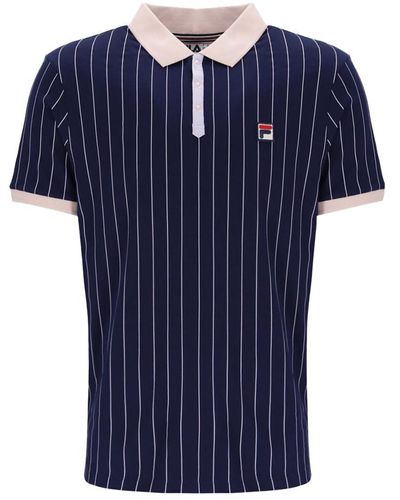 Fila BB1 Classic Striped Polo Shirt Navy/Peach Whip/Thistle-L - Blu