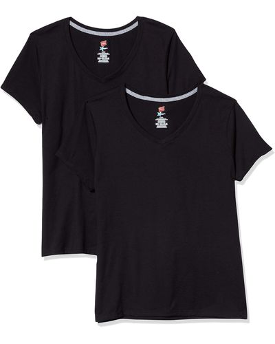 Hanes X-temp V-neck T-shirt-2 Pack - Black