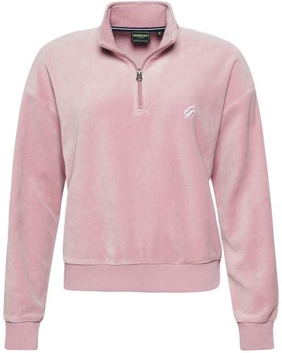 Superdry Code SL Velour Henley W2011757A Everglow Pink 16 Mujer - Rosa