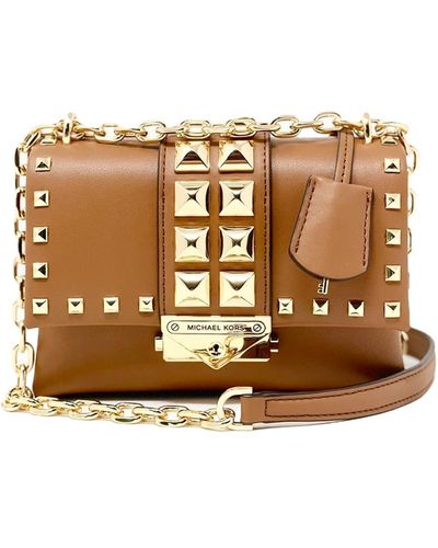 Michael Kors Cece Small Convertible Chain Flap Crossbody Bag Luggage - Brown
