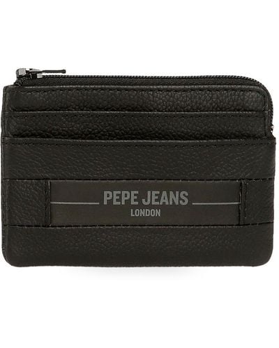 Pepe Jeans Checkbox Purse Black 11 X 7 X 1.5 Cm Leather