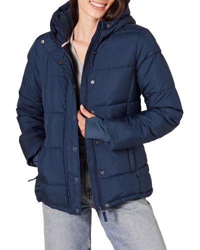 Amazon Essentials Plus Size Heavy-weight Full-zip Hooded Puffer Coat Dress - Blue