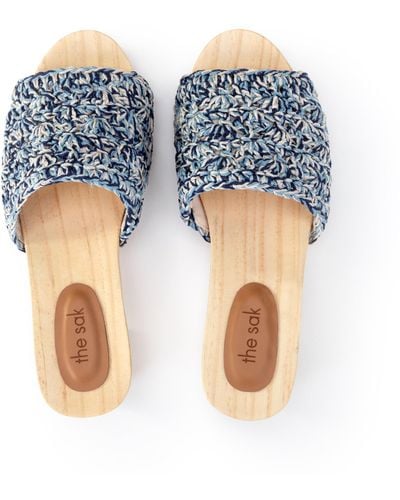 The Sak Ella Clog Sandal In Crochet - Blue