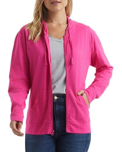 Hanes Womens Slub Jersey Fashion Hoodies - Pink