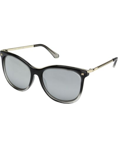 Guess Gf0302 Shiny Black To Crystal Grey/smoke Mirror Lens Sunglasses