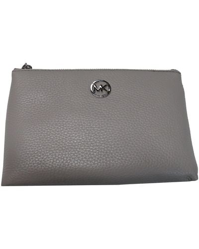 Michael Kors Micheal Kors Fulton Travel Cosmetic Pouch Leather Pearl Grey - Black