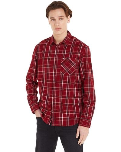 Tommy Hilfiger Check Pocket Shirt Casual - Red