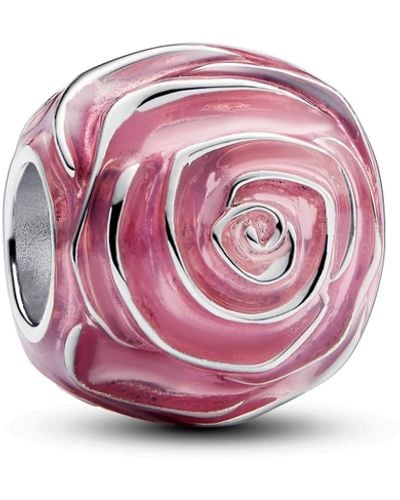 PANDORA Moments Rosafarbene Blühende Rose Charm aus Sterling Silber - Pink