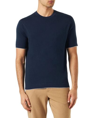 Hackett Cott/silk Knit Tshirt Pullover Jumper - Blue