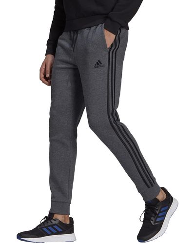 adidas Standard Essentials Fleece Tapered Cuff 3-Stripes Pants - Nero