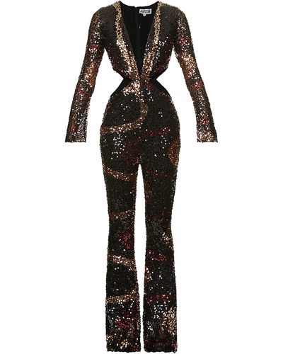Amy Lynn Vegas Cut-out Sequin-embellished Woven Jumpsuit - Black