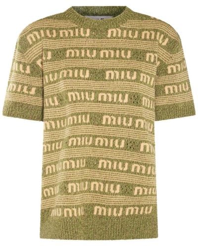Miu Miu Green And Yellow Wool Blend Sweater