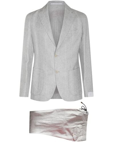 Eleventy Gray Linen And Wool Suits