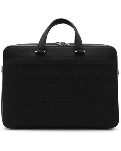 Ferragamo Leather Business Gancini Top Handle Bag - Black