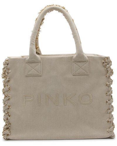 Pinko Beige Cotton Tote Bag - Gray