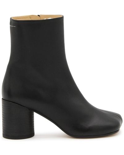 MM6 by Maison Martin Margiela Leather Tabi Ankle Boots - Black