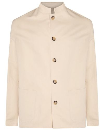 PT Torino White Cotton Casual Jacket - Natural