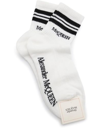 Alexander McQueen White And Black Cotton Socks - Metallic