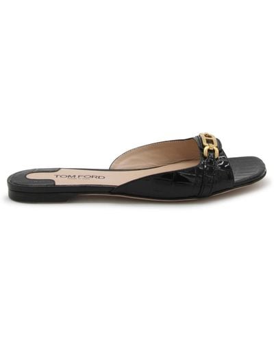 Tom Ford Leather Flats - Black