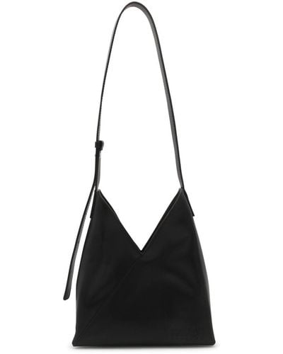 MM6 by Maison Martin Margiela Black Leather Japanese 6 Shoulder Bag