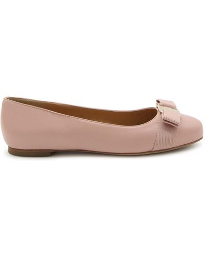 Ferragamo Pink Leather Flats - Brown