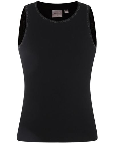Daily Paper And White Cotton Tank Top - Black