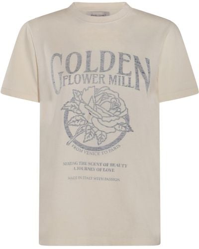 Golden Goose Cream And Grey Cotton T-shirt - Natural