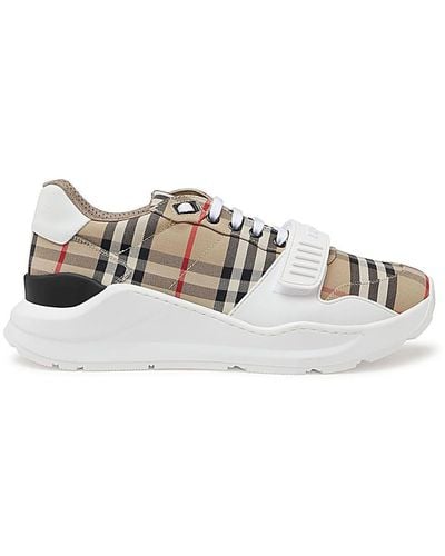 Burberry Archive Beige Canvas New Regis Sneakers - White