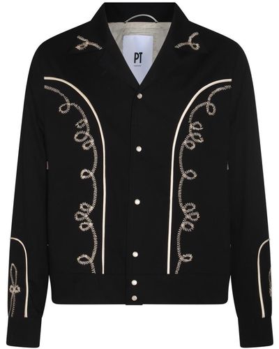PT Torino Black Cotton Casual Jacket