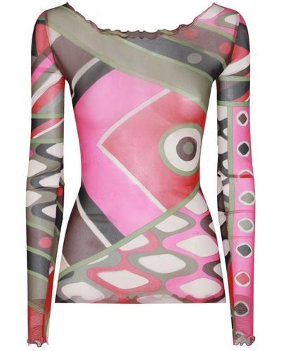 Emilio Pucci Pink And Multicolour T-shirt