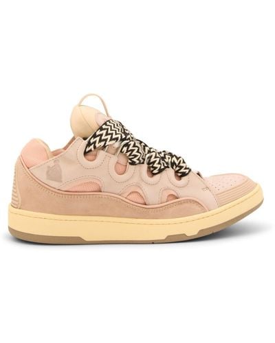 Lanvin Leather Curb Trainers - Natural