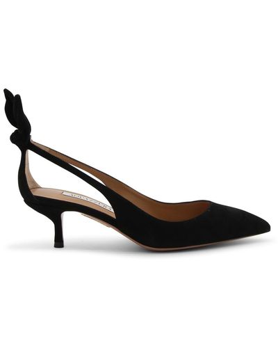 Aquazzura Suede Bow Tie Court Shoes - Black