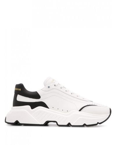 Dolce & Gabbana White And Black Leather Daymaster Trainers
