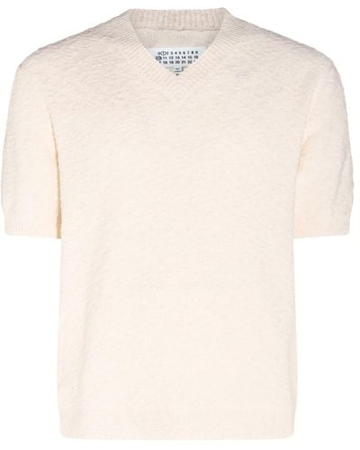 Maison Margiela Off White Cotton Textured T-shirt - Natural