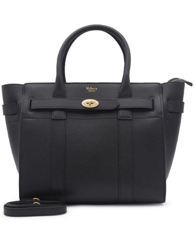 Mulberry Leather Tote Bag - Black