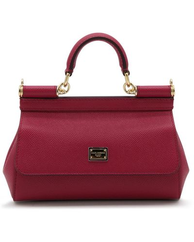 Dolce & Gabbana Fuchsia Leather Sicily Handle Bag - Red
