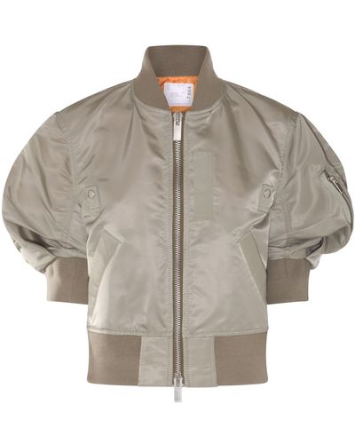 Sacai Light Khaki Nylon Casual Jacket - Gray