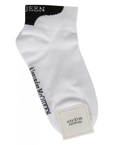 Alexander McQueen White And Black Cotton Socks - Grey